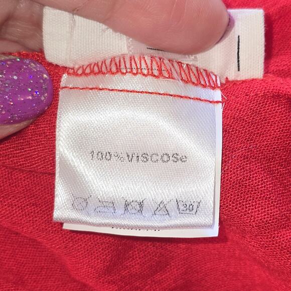 Pinup Fashion Top Womens 5X Red Off Shoulder Peasant Bell Sleeve Blouse Boho - Picture 4 of 10